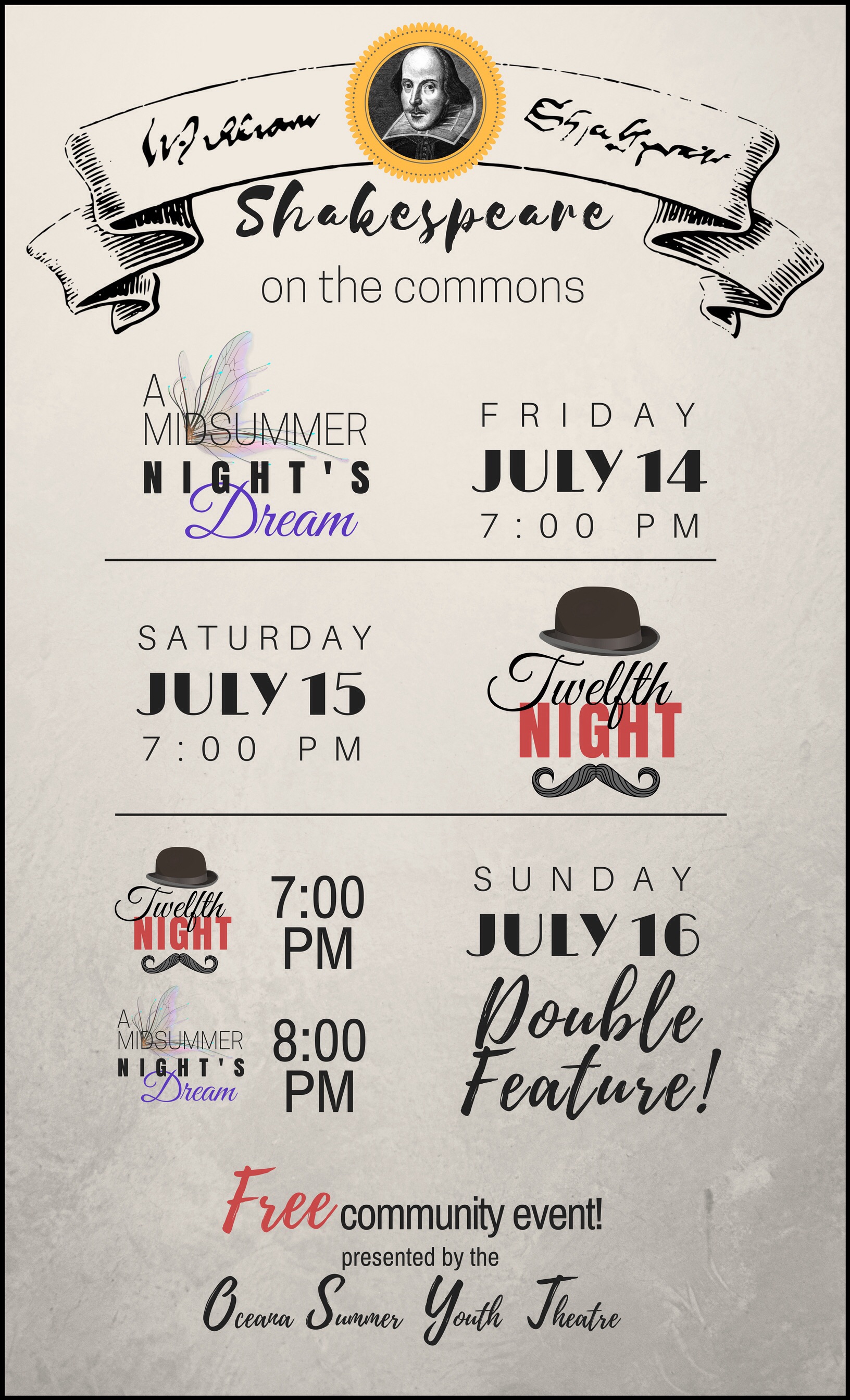 Shakespeare on the Commons next weekend.